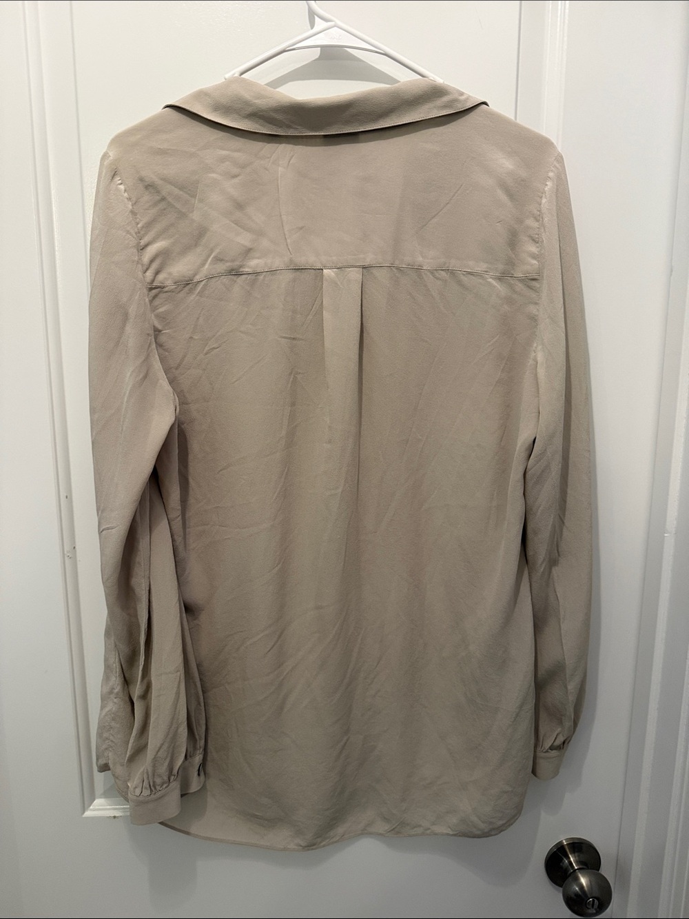CAbi 3424 Light Grey Silk Popover Blouse - Picture 3 of 3